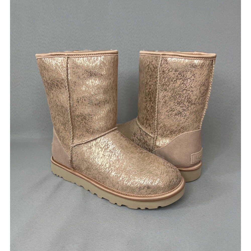 New Womens UGG Boots Sz 7 Classic Short Arroyo Marble Matte Heel Pink Tan Gold